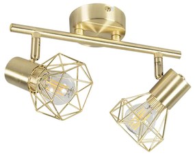 Bodové svetlo Art Deco mosadzné sklápateľné a otočné 2-žiarovkové - Mosh
