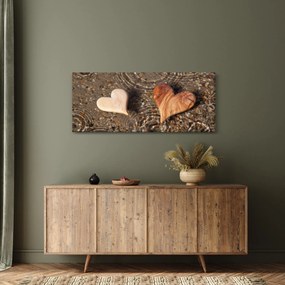 Obraz - Drevené srdiečka (120x50 cm)