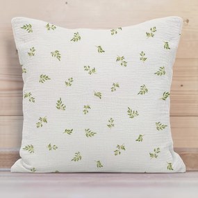 Biante Mušelínová obliečka na vankúš MSN-081 Zelené vetvičky na bielom 60 x 60 cm
