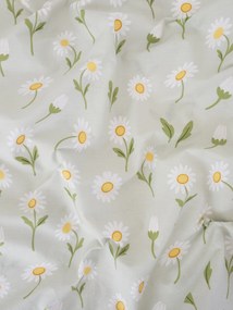 Predĺžené bavlnené obliečky Renforcé - Sedmokrásky sivozelené/biele