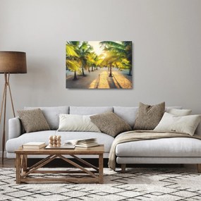 Sklenený obraz - Žena v palmách (70x50 cm)