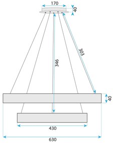 Toolight Toolight, LED závesné osvetlenie 63cm, 80W, G046-2CP, chrómová, OSW-06314
