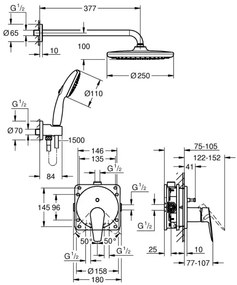 GROHE 25293000 - Sprchový set START EDGE 250 mm lesklý chróm