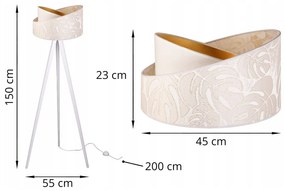 Stojacia lampa Werona 7, 1x krémové textilné tienidlo so vzorom, g, w