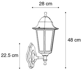 Vonkajšia nástenná lampa čierna s pohybovým senzorom IP44 - New Orleans up
