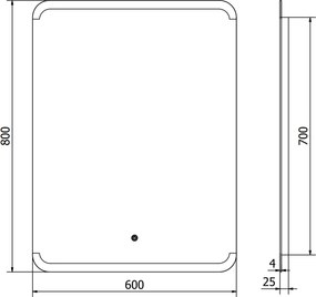Mexen Nida, LED kúpeľňové zrkadlo s podsvietením 60x80 cm, 6000K, ochrana proti zahmlievaniu, 9806-060-080-611-00