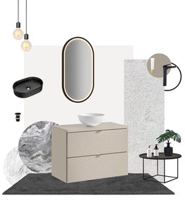 Závěsná skříňka pod umyvadlo Viva Cashmere s deskou 80 cm kašmír/dub coast evoke
