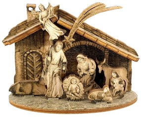 AMADEA Drevený skladací betlehem sépiový 3D 7 cm