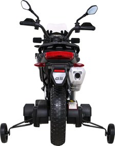 Ramiz Detský motocykel na batérie BMW F850 GS biely + pomocné kolieska + audio LED + pomalý štart + EVA