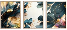 SADA 3x Obraz vo fotorámčeku 50x70 cm rastliny