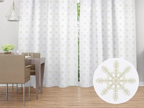 Biante Dekoračný záves TF-102 Vianočné béžové vločky na bielom 140x180 cm