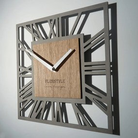 Dekorstudio Moderné drevené hodiny EKO Loft Piccolo Square sivé + dub