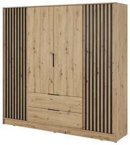 PIA Šatníková skriňa Nelly 4D - dub artisan / čierna