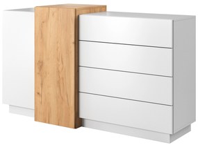 Komoda Three 2D4S (dub craft zlatý + biela). Akcia -21%. Vlastná spoľahlivá doprava až k Vám domov. 1071397