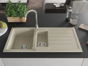 Mexen Andres - granitový drez 100,0x50,0cm, 1,5-komorový, béžová, 6515101510-69
