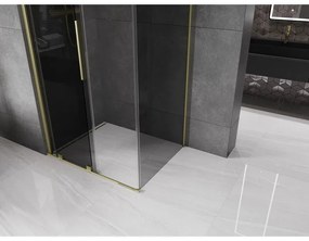 Mexen Velar, sprchový kút s posuvnými dverami 130 x 80 cm, 8mm šedé sklo, zlatá matná, 871-130-080-41-55