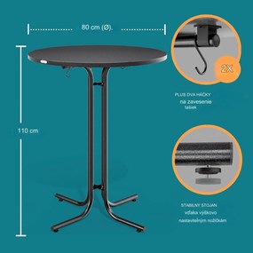 InternetovaZahrada Skladací barový stôl Ø80 cm - antracit