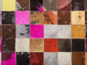 Kožený koberec 200 x 200 cm viacfarebný ENNE Beliani