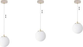 Závesné svietidlo Florence, 1x biele sklenené tienidlo, g/be