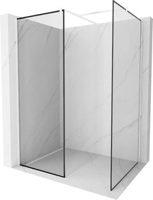 Mexen Kioto, sprchový kút typ Walk-In 110 x 70 cm, 8mm sklo-čierny vzor, biely profil, 800-110-202-20-70-070