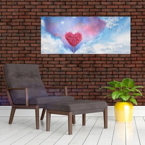 Obraz - Ružový strom srdca (120x50 cm)