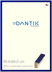 DANTIK rám na obraz 59,4x84 | PERLA modrá lesklá vysoká (Plexi Čiré)