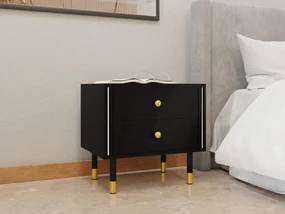 Nočný stolík 55 Wiastan 04 s LED osvetlením, Farba: čierna / čierny lesk