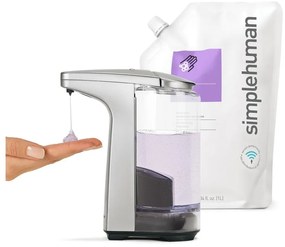 Sivý automatický kovový dávkovač mydla 237 ml - simplehuman
