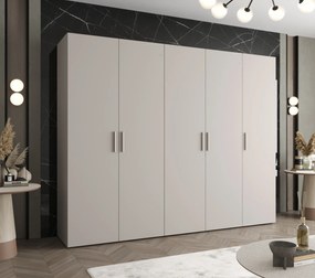 Šatníková skriňa 250 cm Borry 1 (kašmír + strieborná). Akcia -20%. Vlastná spoľahlivá doprava až k Vám domov. 1125787