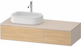 DURAVIT Zencha závesná skrinka pod umývadlo na dosku (umývadlo vľavo), 2 zásuvky, 1300 x 550 x 281 mm, dub prírodný/taupe super matná, ZE4816030830000