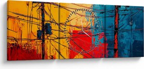 Obraz - Abstraktné elektrické vedenie (s hodinami) (90x30 cm)