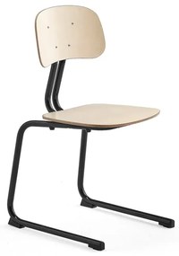 Školská stolička YNGVE, podnož s klzákmi, antracit, breza, V 460 mm