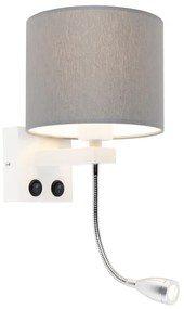 Moderná nástenná lampa biela so sivým tienidlom - Brescia