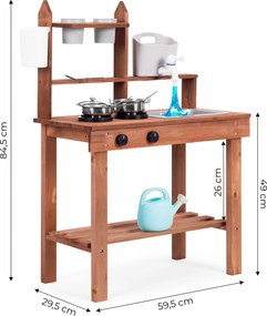 Detská blátová kuchynka z jedľového dreva ECOTOYS