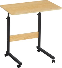 Nastaviteľný PC stôl s kolieskami, dub/čierna, JUSTUS