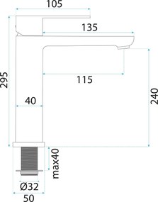Rea Logan, vysoká umývadlová batéria h-295, grafitová, REA-B6698