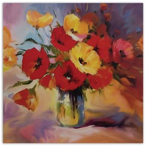 Obraz na plátně Zátiší Květiny máku - 40x40 cm