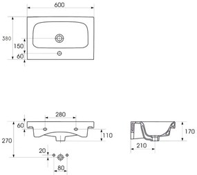 Cersanit S801-227-DSM - Závesná kúpeľňová skrinka s umývadlom MODUO SLIM biela