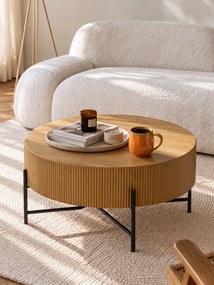 Konferenčný stolík Corbi 80 cm do obývačky - dub / čierny mat