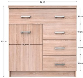 Komoda Topta Typ 20 1D4S (dub sonoma). Vlastná spoľahlivá doprava až k Vám domov. 1075472