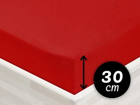Jersey napínacie prestieradlo na vysoký matrac JR-007 Sýto červené 140 x 200 - výška 30 cm