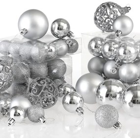 Sada vianočných závesných dekorácií REGALO strieborná (100 ks)