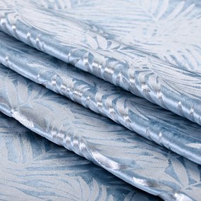 Záves AmeliaHome Velvet Silver Leaves s priechodkami 140x245 cm modrý