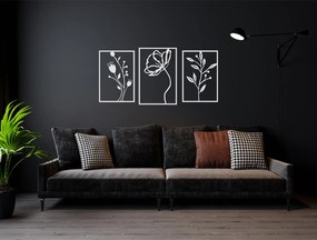 drevko 3-dielna drevená dekorácia Poľné kvety Rozmer obrazu: 31 x 65 cm, Farba dekorácie: Čierna