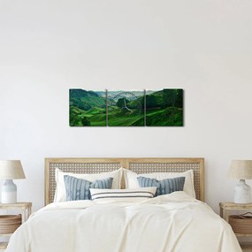 Obraz - Čajové plantáže v Malajzii (s hodinami) (90x30 cm)