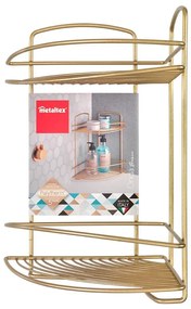 Rohová oceľová kúpeľňová polička v zlatej farbe Onda – Metaltex
