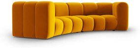 Zaoblená štvormiestna pohovka pauline 322 cm velvet žltá MUZZA