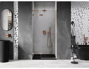 Mexen Lunar L, sprchové dvere 90 cm, 8mm číre sklo, medený matný profil, 834L-090-000-65-00-L