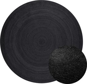 Hanse Home, Kusový koberec Jute Braided 106322 Black kruh, 140x140 (priemer) kruh, čierna, chodba / predsieň