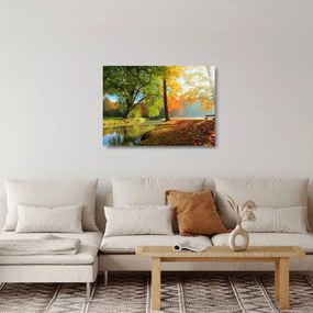 Sklenený obraz - Pokojná jesenná krajina (70x50 cm)